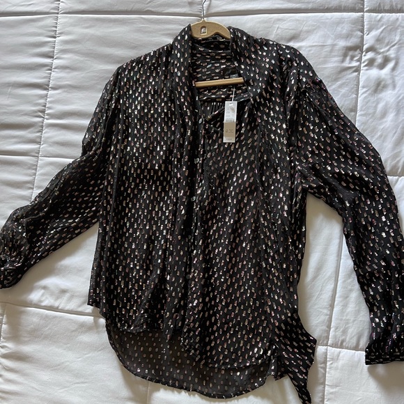 J crew Tie-neck blouse with rainbow Lurex® dot - Picture 6 of 10